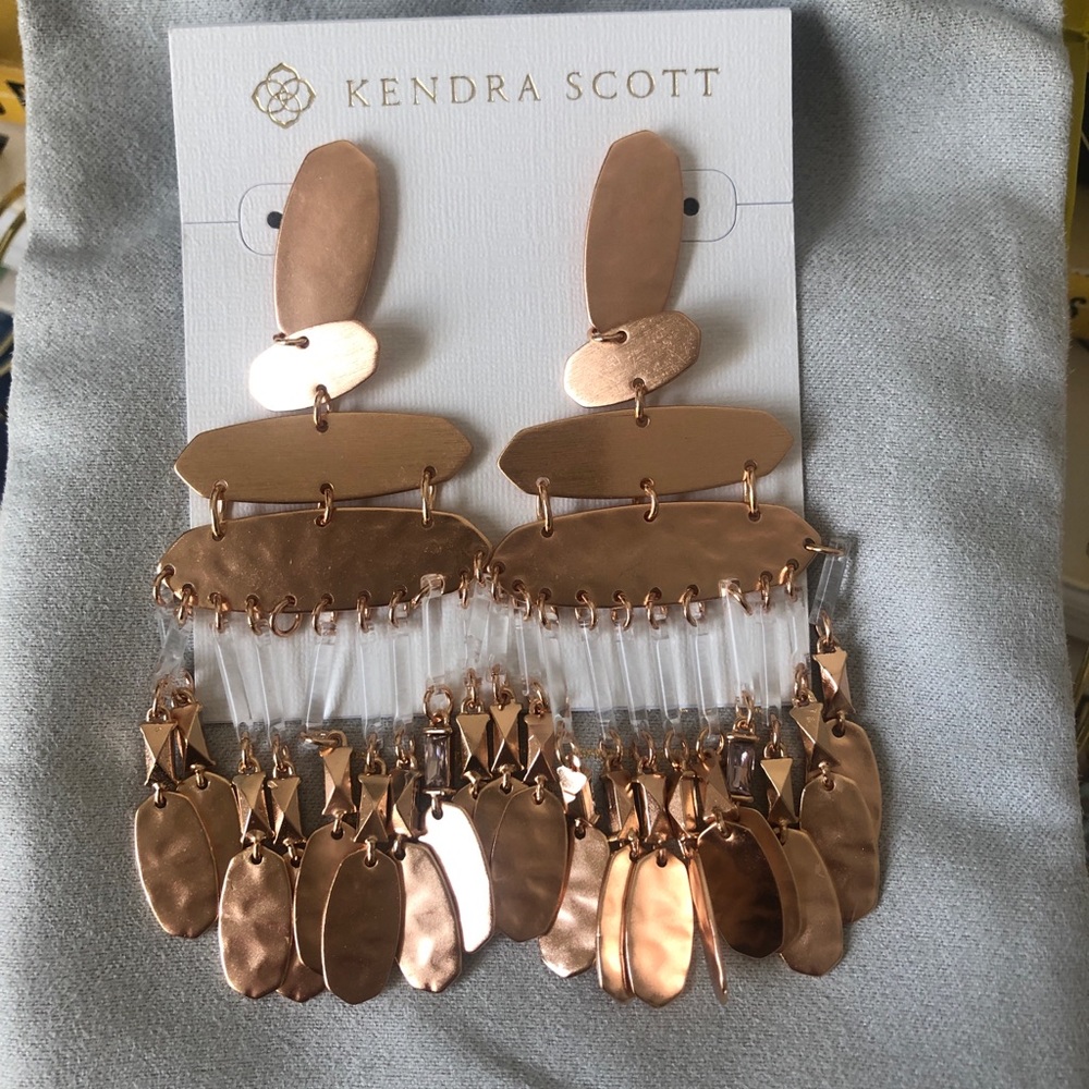 Kendra Scott Oster RoseGold Earrings Blush Crystal